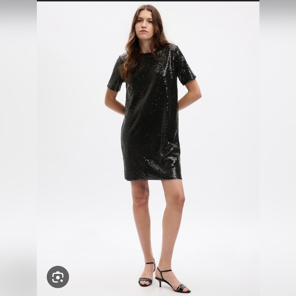 GAP Black Sequin Mini Dress Size S Tall